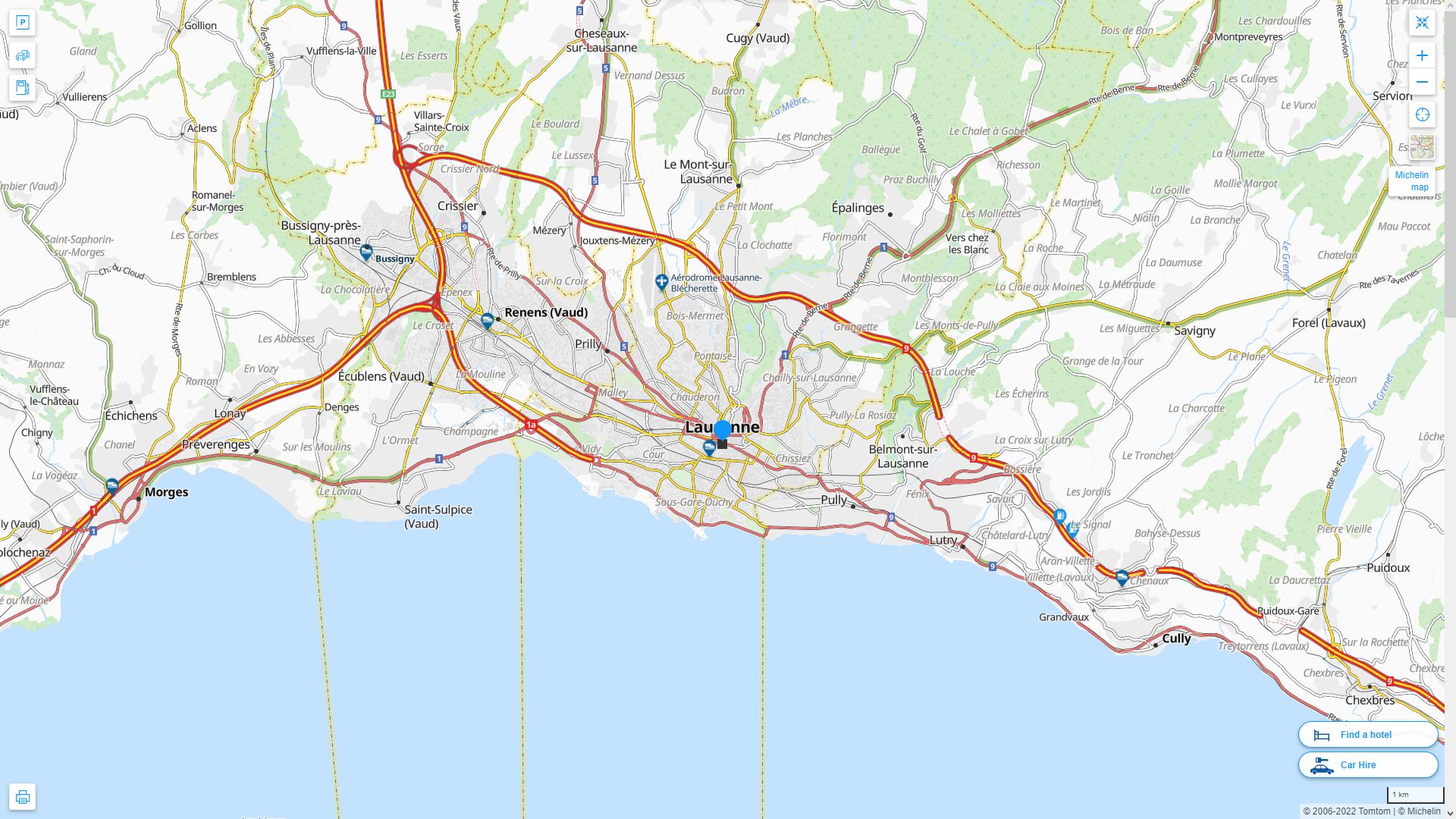 Lausanne Suisse Autoroute et carte routiere